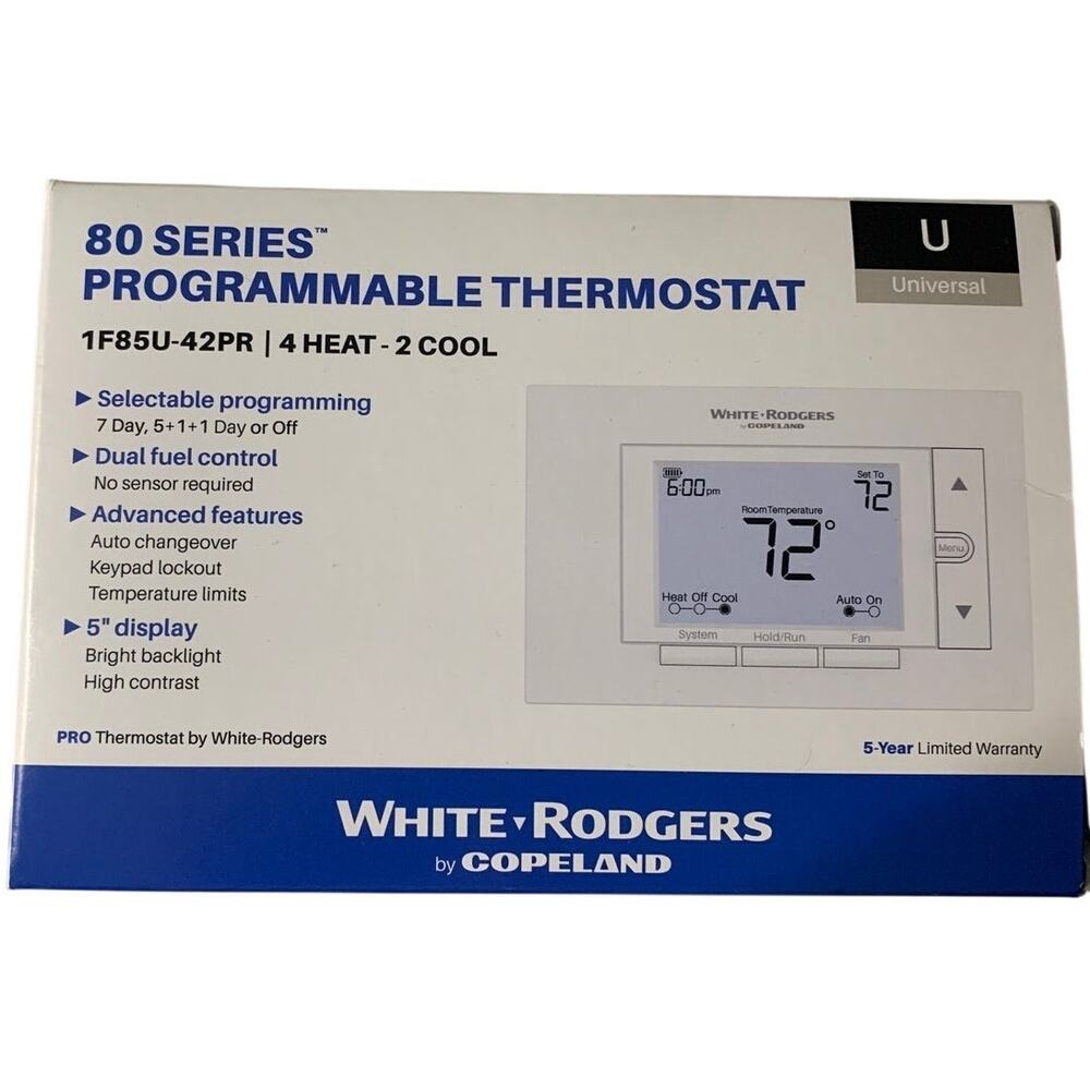 White-Rodgers 1F85U-42PR Universal Programmable Thermostat 4 Heat-2Cool - NEW